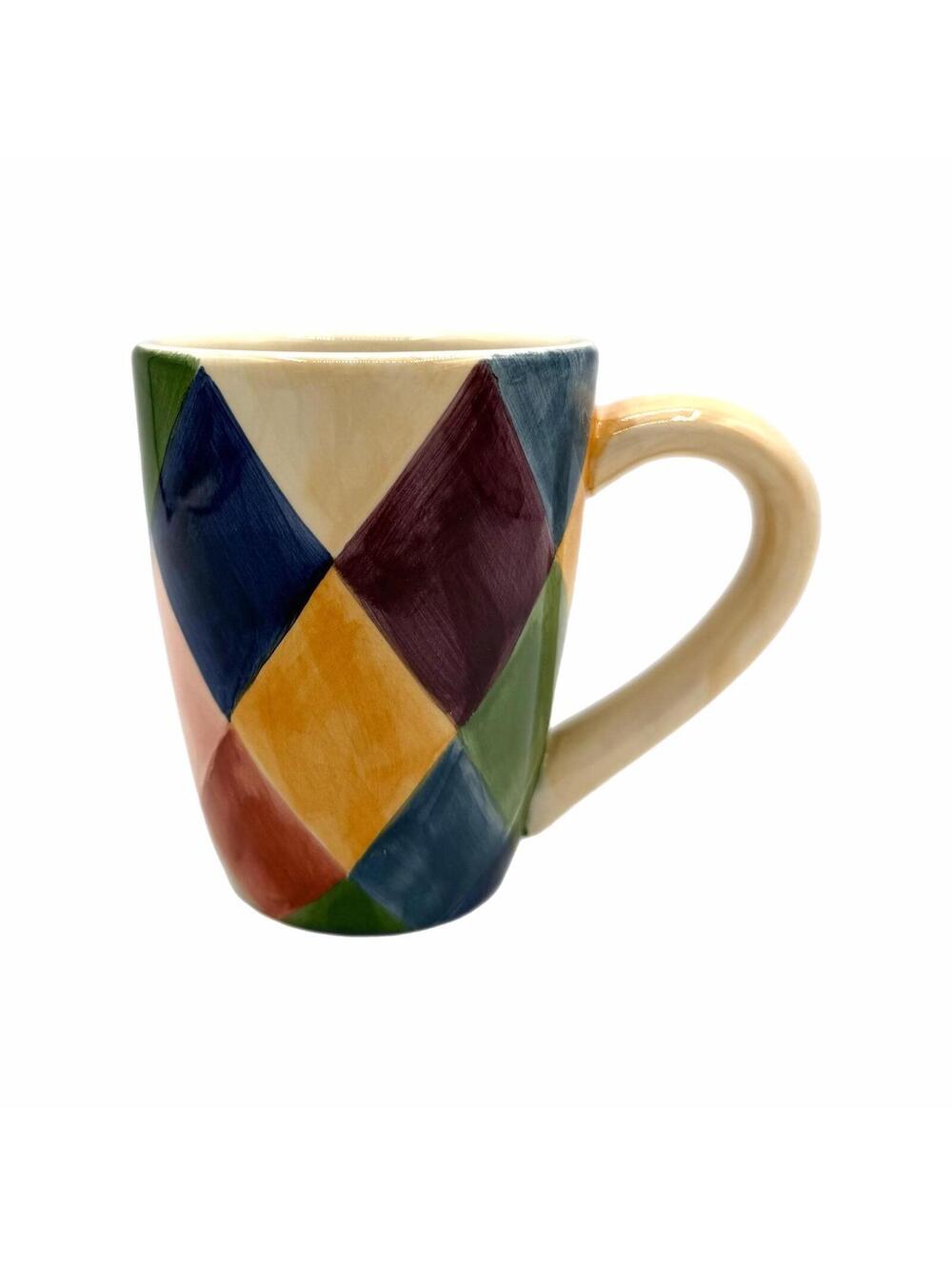Vintage 2002 Tabletops Unlimited Carnival Coffee Mug – Colorful Diamonds